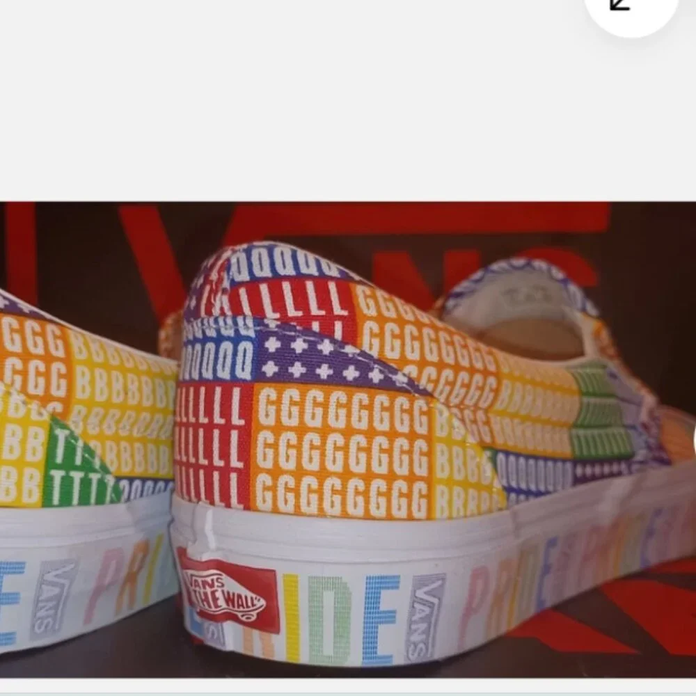 Vans Men's 9.5/Women's 11 Slip-On Pride Rainbow Multi/True White LGBTQ